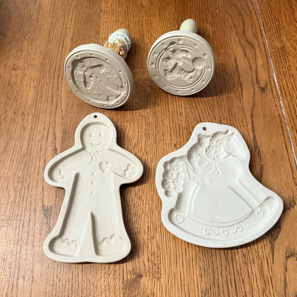 Brown Bag Unisex Cookie Art Stamps Molds Gingerbread Rocking Horse Tan Ceramic